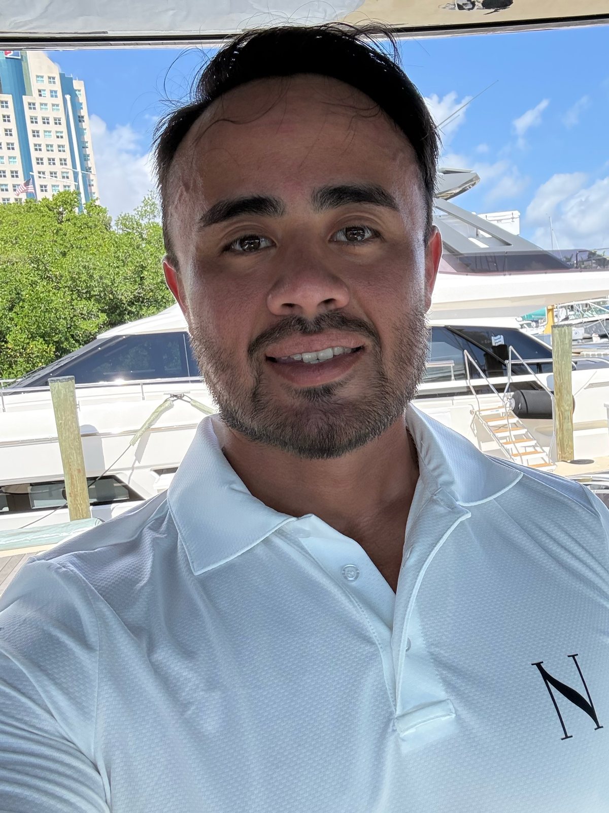 Captain Luis Sotero aboard a yacht